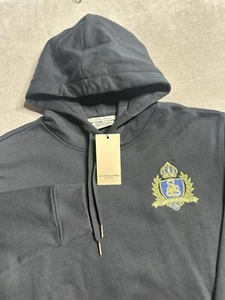 NWTS Scotch & Soda Hoodie Sweatshirt Mens Large Relaxed Fit Black Embroidery - Picture 1 of 10