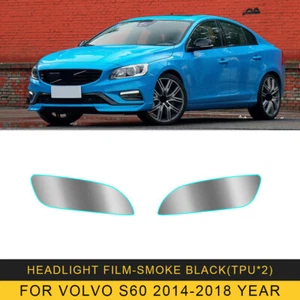 LH+RH Smoke TPU Headlight Protective Precut Film Sticker For Volvo S60 2014-2021 - Picture 1 of 10