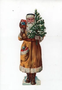 Tarjeta Comercial Victoriana Años 1880 2"x5" Navidad Papá Noel Troquelada VTC-X9 - Imagen 1 de 2
