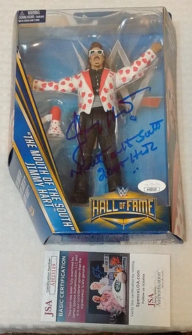 WWE Mattel MOC Autographed Signed JIMMY HART Hall Elite JSA WWF 2 Inscriptions Cover