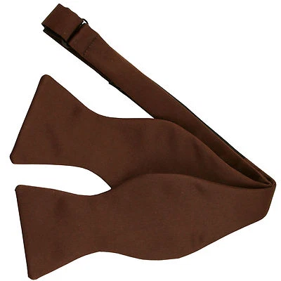 Nueva pajarita para hombre 100 % poliéster lisa formal autoatada solo marrón Foto 1 de 3