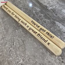 Personalised Drumsticks Laser Engraved with Custom Message Hickory 5A Sticks 
