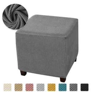 Elastic Polar Fleece Ottoman Cover Square Footstool Cover Footrest Slipcovers - Picture 1 of 32