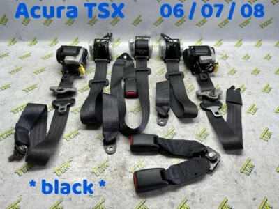 06-08 Juego de cinturones de seguridad Acura TSX NEGRO DELANTERO TRASERO IZQUIERDO DERECHO 2006 2007 2008 07 OEM Foto 1 de 4