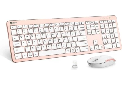 Wireless Keyboard and Mouse - Rechargeable Wireless Keyboard Ergonomic Full Size - Image 1 of 4