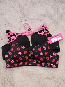 Betsey Johnson Convertible kiss xoxo valentines day love Push Up Bra Set 38B - Picture 1 of 9