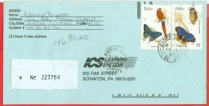 Butterfly & Bird 60c + $1 stamp of BELIZE used on Registered cover to USA - Picture 1 of 1