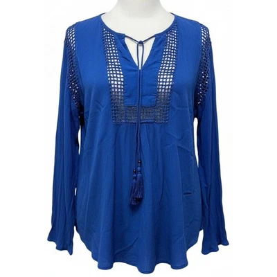 Женский топ Joseph A Boho XXL синий легкий богемный свободного покроя Peek a Boo - Изображение 1 из 4