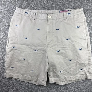 Vineyard Vines Club Shorts Mens 38 Khaki Whale Embroidered Casual Chino Cotton - Picture 1 of 18
