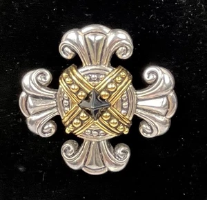Broche barroco vintage Avon mezclado metal cruz flor de lis corona marca firmado - Imagen 1 de 8