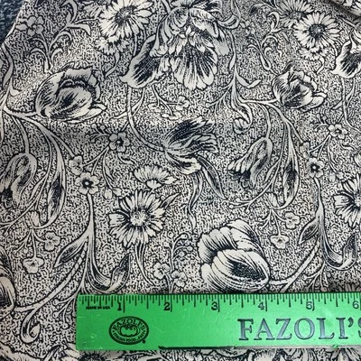 De Colección Algodón Mezcla Rayón Floral Flores Negras sobre Tela Tostada 2 Piezas 1 yarda Ea x 58" Foto 1 de 4