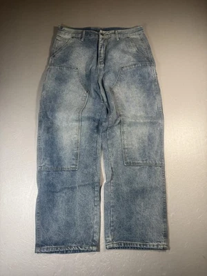 Pantalones de mezclilla Carhartt para hombre 36 azul doble rodilla calce relajado ropa de trabajo carpintero Foto 1 de 4