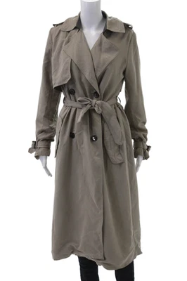 Vera Wang Women Gray Collared Trench Coat Size M - Image 1 of 4