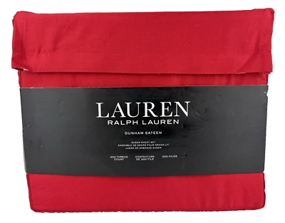 Ralph Lauren Queen Sheet Set Dunham Sateen Red 100% Cotton 300TC Bedding - Image 1 of 4