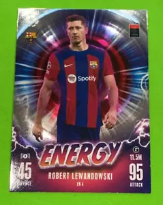 π₯ 2023-24 Topps MATCH ATTAX ROBERT LEWANDOWSKI #EN 4 BARCELONA ENERGY CARD π₯ - Picture 1 of 1