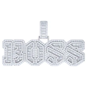 925 Argento Sterling Baguette Moissanite Uomo Boss Ciondolo a Strati 8.14 KT - Foto 1 di 1