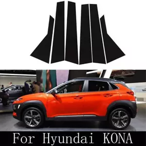 6x Gloss Black Pillar Posts Window Trim Cover Fit For Hyundai Kona 2018-2023 - Picture 1 of 11