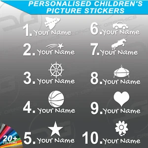 Personalisierte individuelle Kinder Name Vinyl Aufkleber Sticker für Fahrräder Türen Spielzeug Betten - Bild 1 von 5