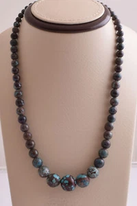 Egyptian Turquoise Spiderweb Necklace choker- round beads , 73 grams - Picture 1 of 20