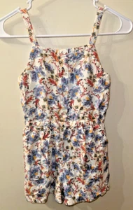 Old Navy Girls Romper  Cream Floral Print Cotton Blend Mini Size 8  Medium - Picture 1 of 6