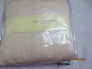 NIP Williams Sonoma Hotel Tablecloth Beige 100% cotton banquet size 70 by 126"