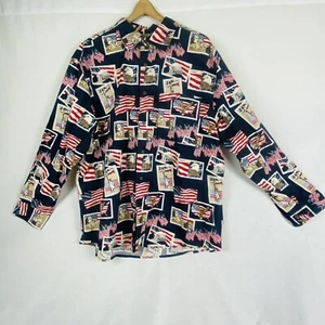 American Flag Cotton Traders Sport Button Up Eagle Shirt XXL 4th of July Liberty - Picture 1 of 12