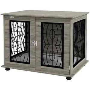 29.5" Indoor Dog Crate Furniture End Table with Soft Washable Cushion, - Picture 1 of 11