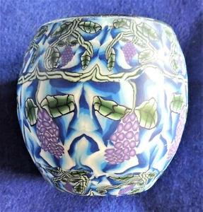 Glass Tealight Candle Holder Colorful Grapevine Grape & Leaf Design Giftcraft - Picture 1 of 3
