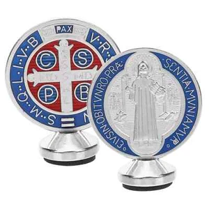 2 Piezas Aleación de Metal Plateado San Benito Medalla Santa Escritorio Adornos Decoración M - Imagen 1 de 3