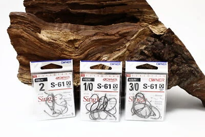 Owner S-61 Seatrout Black Chrome Size 2 1/0 3/0 5/0 Sea Trout Hook New Original Packaging - Image 1 of 2