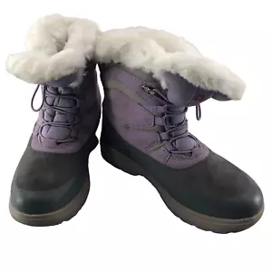 Swisstech 3M Stiefel Thinsulate Mädchen Gr. 5 Damen 7 grau lila Wildleder weiß Fell - Bild 1 von 12