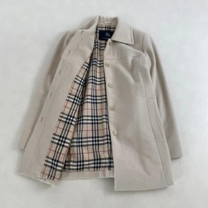 w1412 Burberry London Coat Angora Wool Nova Check Mid-Length Size 40 - Picture 1 of 10