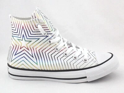 匡威 CONVERSE 高帮鞋 白色 彩虹 金属色星星 565396F 女式 US 7 EU 37.5 — 第 1/4 张图片
