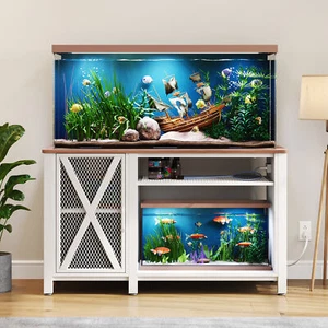 Metal Aquarium Stand Cabinet w/ Storage for 55-75 Gallon Turtle Fish Tank Stand - Picture 1 of 8
