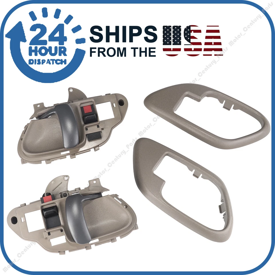 Tan Interior Inside Door Handle w/ Bezel LH & RH Pair Set For Chevy C/K Truck - Image 1 of 4