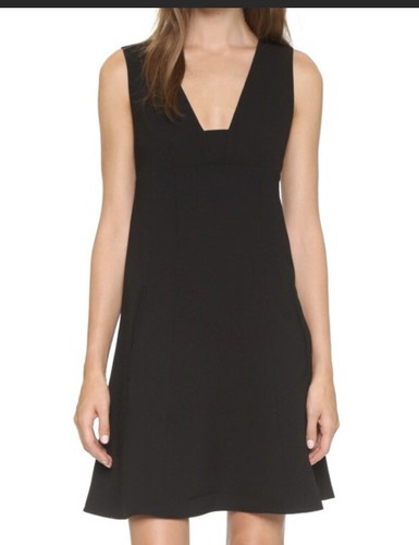 T BY ALEXANDER WANG Dres crepe svasata nero opaco taglia 0 Nuovo con etichette $495