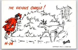 POSTKARTE COMIC JAGD VON BORTZ H-14 DER TEUFELSKREIS - Bild 1 von 2