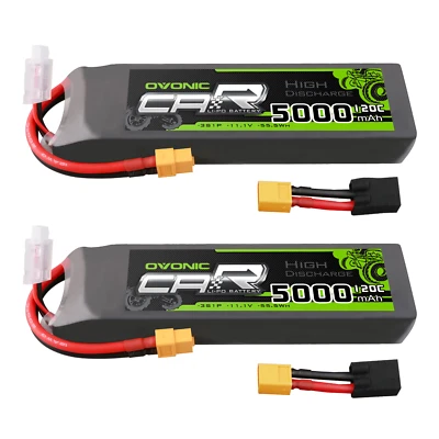 2X Ovonic 11,1V 3S 5000mAh 120C LiPo-Akkus XT60-TRX für RC Auto LKW Boot Heli  - Bild 1 von 4