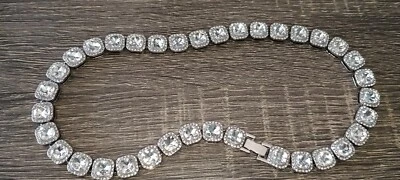 Cadena de tenis baguette para hombre Ice Out oro blanco 14k circonita cúbica VVS real ICYChoker Foto 1 de 2