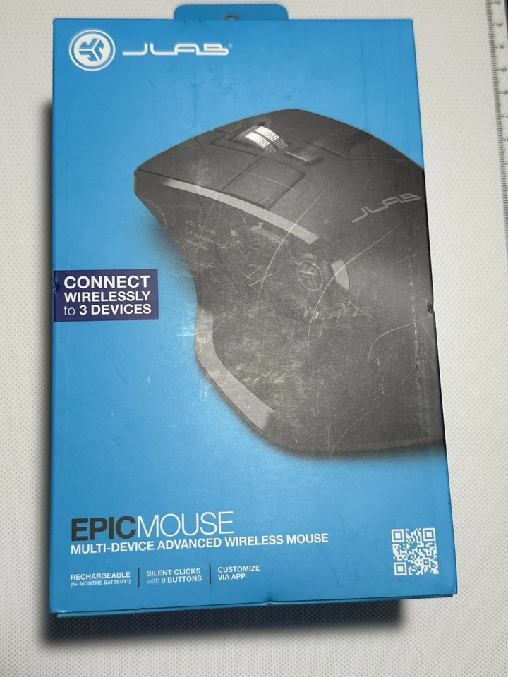 JLab Epic Wireless Mouse For PC Laptop Mice 2.4G Bluetooth Black