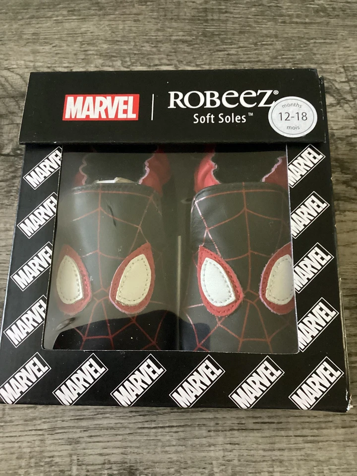 NUEVOS ZAPATOS ROBEEZ MARVEL 12~18 MESES MILLAS MORALES SPIDER-MAN DE CUERO SUELA SUAVE Foto 1 de 1