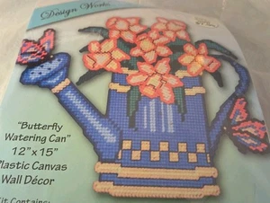 Bucilla Plastic Canvas Kit Butterfly Watering Can Wall Decor 12"x15" - Picture 1 of 5