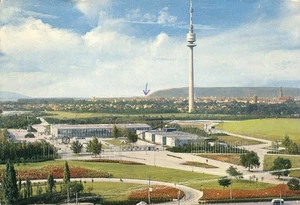 Wien Donauturm Danube Tower Vienna Austria Aerial View 1967 Postcard - Foto 1 di 2