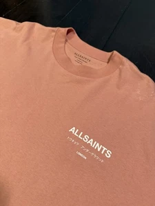 All Saints Underground Shirt Size Large Coral Oversized Graphic Organic Cotton - Picture 1 of 7