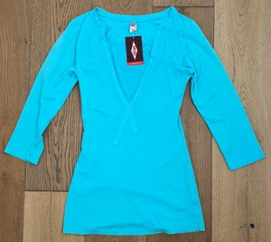 COASTAL CLASSICS Women's Medium Sky Blue 3/4 Sleeve Blouse Shirt USA MADE New - Picture 1 of 5