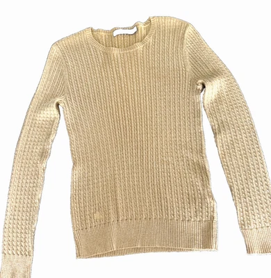 Suéter elegante Ralph Lauren etiqueta preta Natal metálico dourado leve G - Imagem 1 de 4