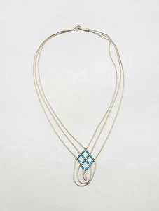 Collar SouthWestern plata líquida 3 hilos tejido turquesa cuentas esterlina 18" - Imagen 1 de 12