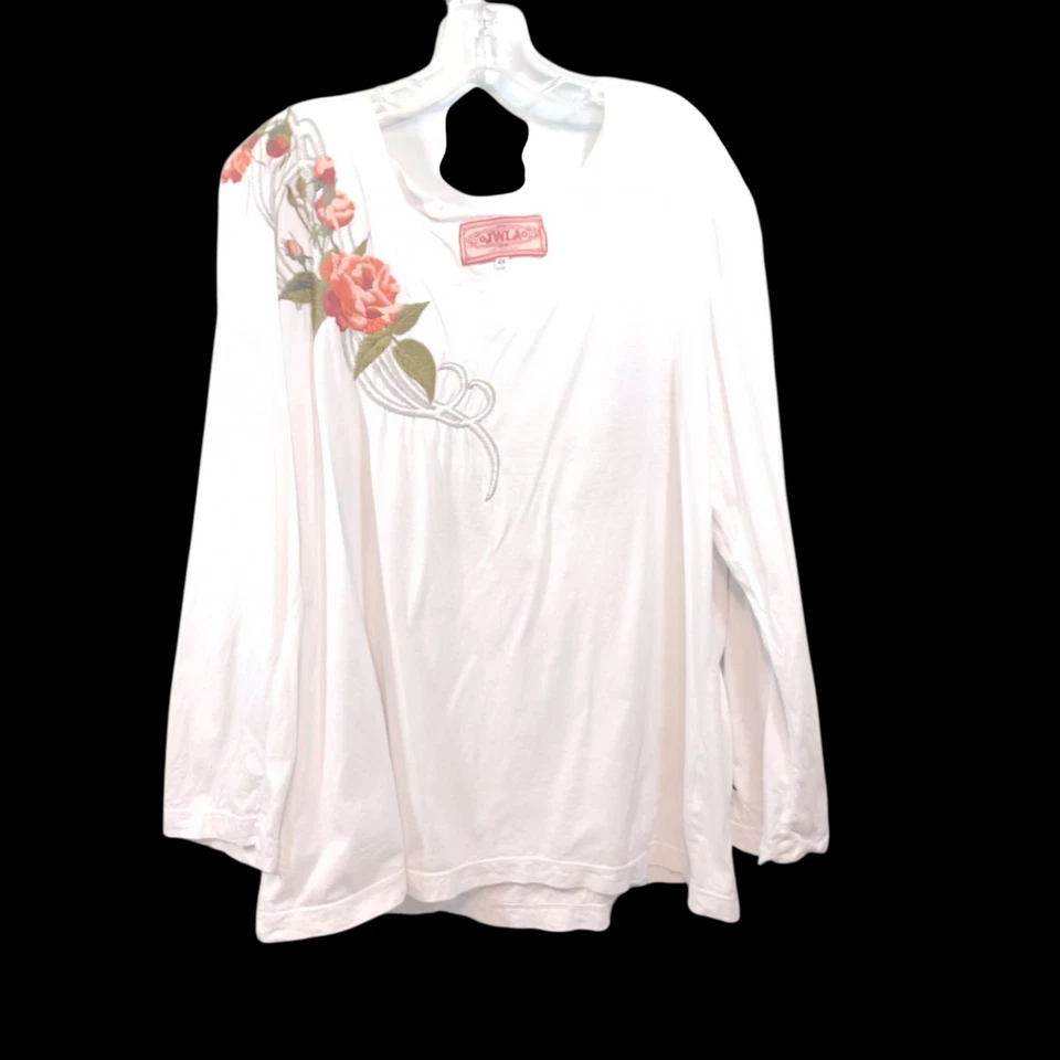 Camisa JWLA para mujer 2X una rosa por cualquier otro nombre manga larga Foto 1 de 4