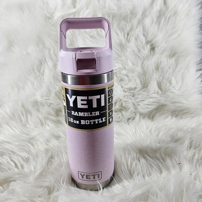 Yeti Rambler 18 oz bottiglia acqua rosa isolato sottovuoto acciaio inox tappo paglia - Immagine 1 di 4