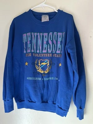 true vintage 1988 tennessee the volunteer  state crest crewneck sweater lg 80s - Image 1 of 4